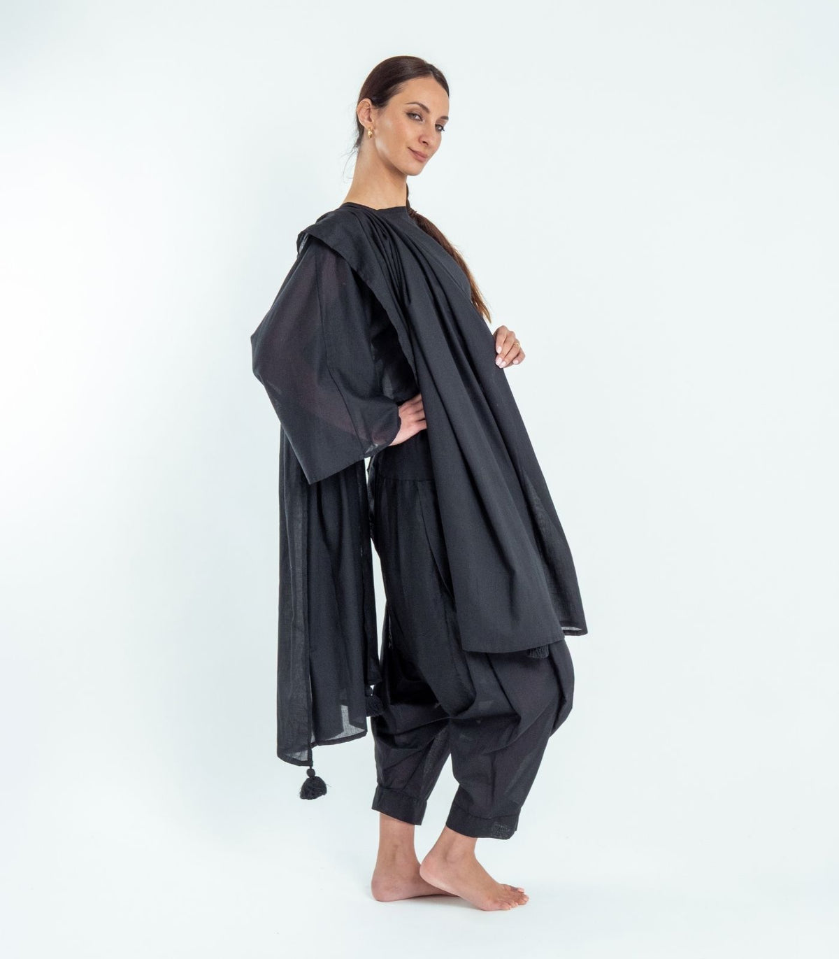 Organic Cotton Shawl (Voile) - Black