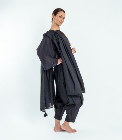 Organic Cotton Shawl (Voile) - Black