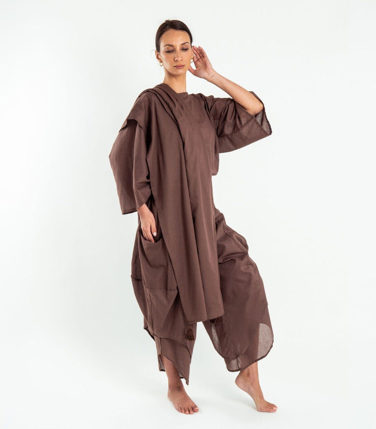 Organic Cotton Shawl (Voile) - Chocolate