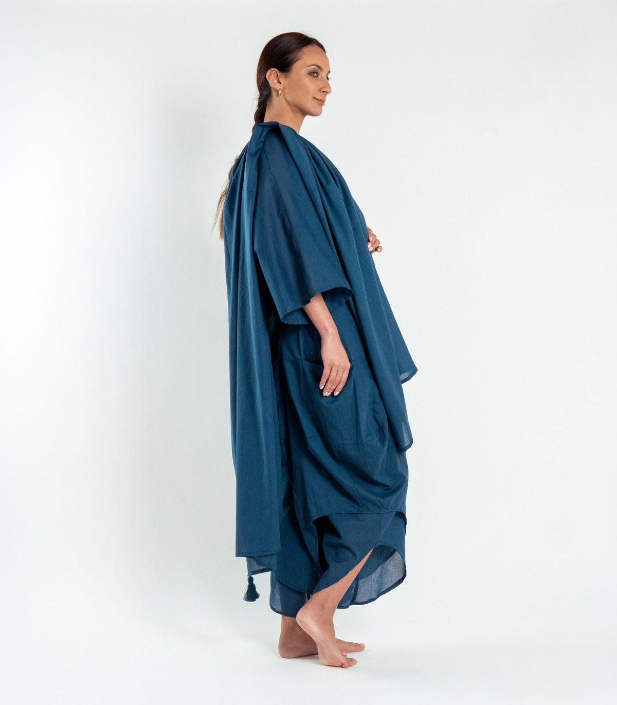 Organic Cotton Shawl (Voile) - Indigo