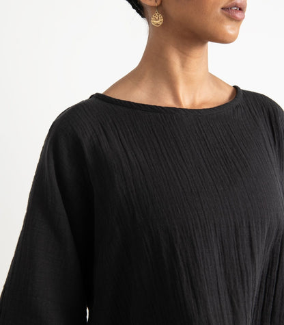 Organic Muslin Sunrise Shirt - Black