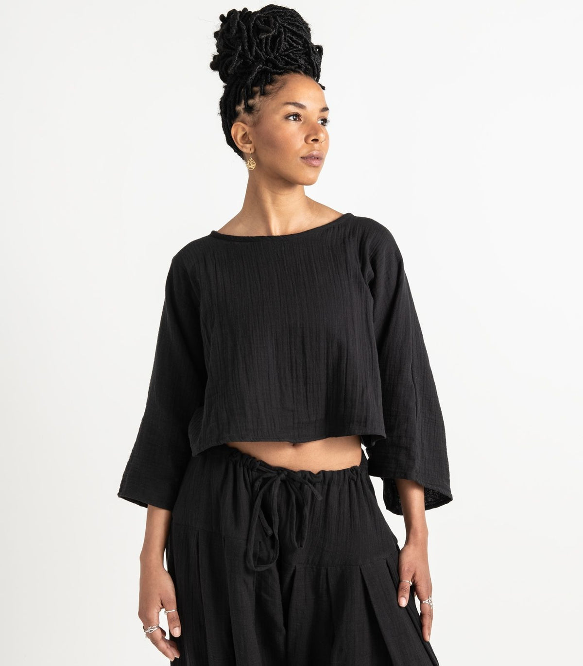 Organic Muslin Sunrise Shirt - Black