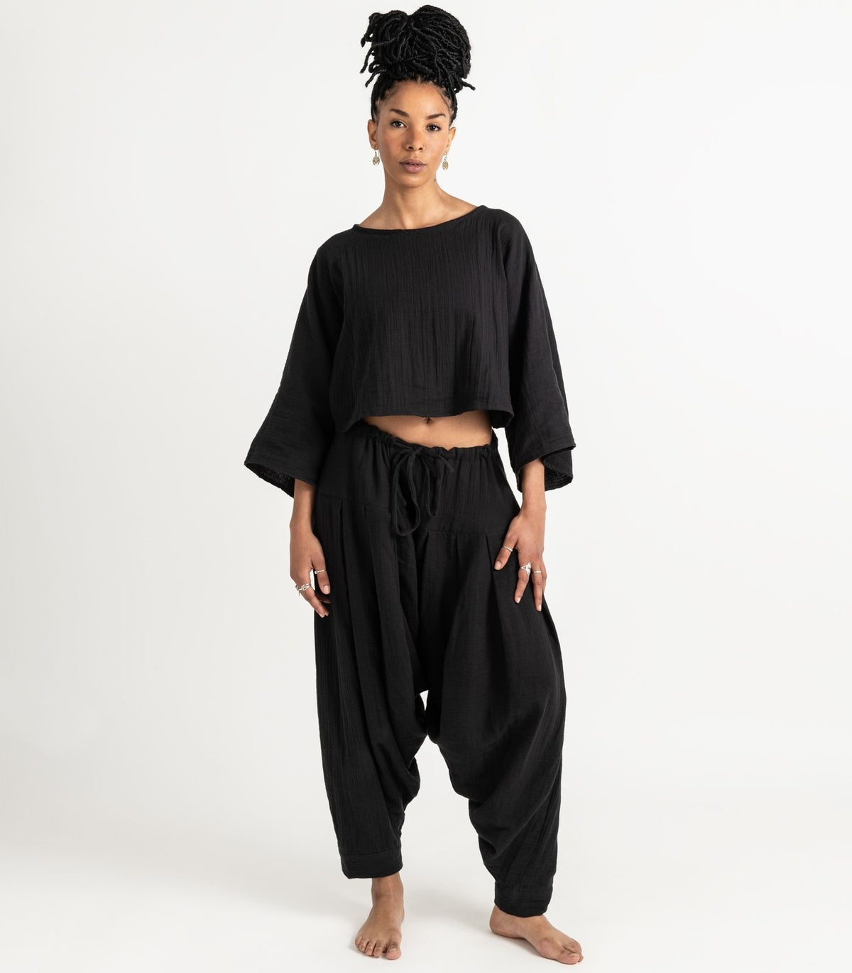 Organic Muslin Sunrise Shirt - Black