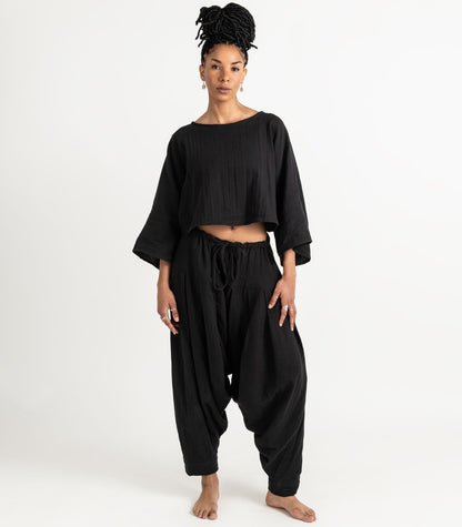 Organic Muslin Sunrise Shirt - Black