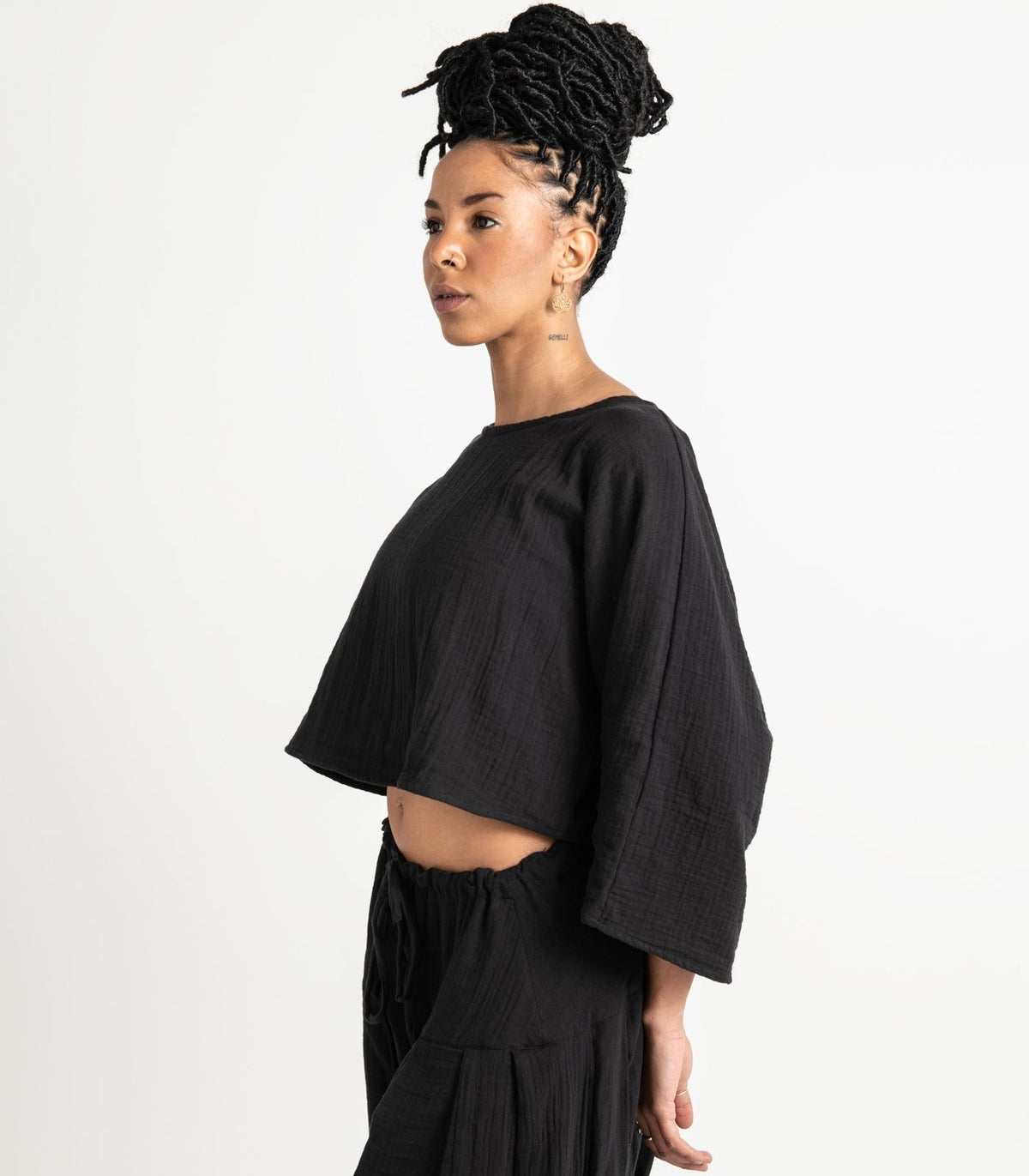 Organic Muslin Sunrise Shirt - Black