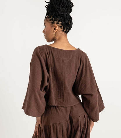 Organic Muslin Sunrise Shirt - Chocolate