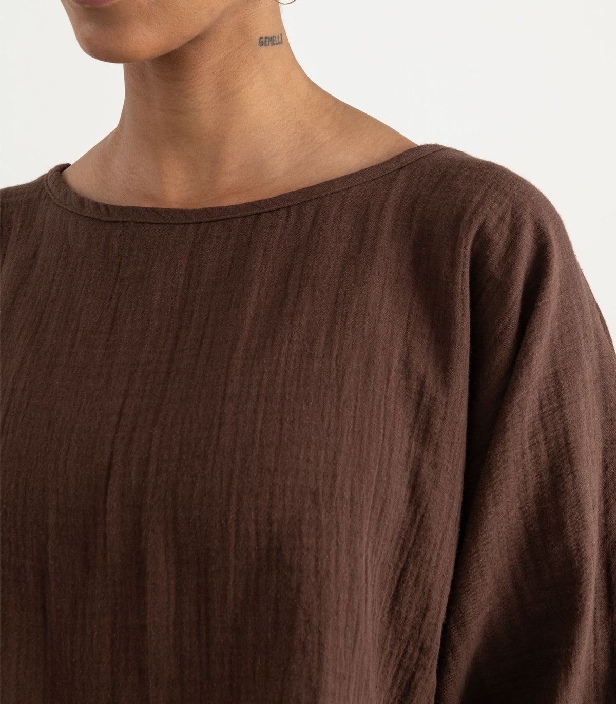 Organic Muslin Sunrise Shirt - Chocolate