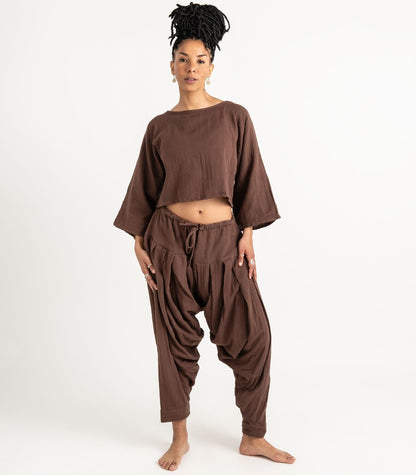 Organic Muslin Sunrise Shirt - Chocolate
