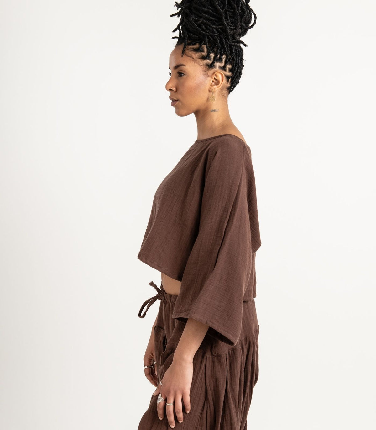Organic Muslin Sunrise Shirt - Chocolate