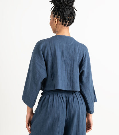 Organic Muslin Sunrise Shirt - Indigo