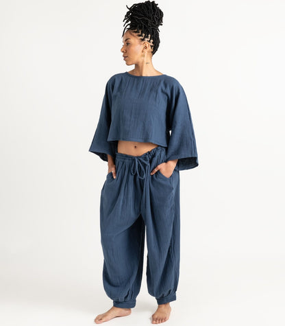 Organic Muslin Sunrise Shirt - Indigo