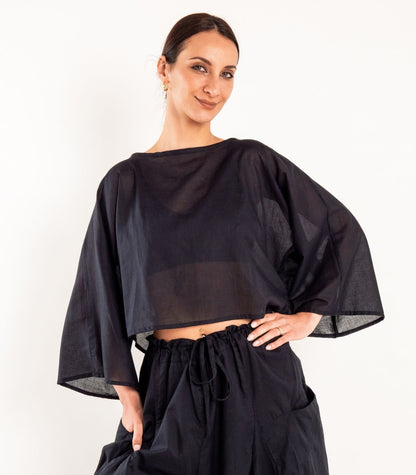 Organic Voile Sunrise Shirt - Black