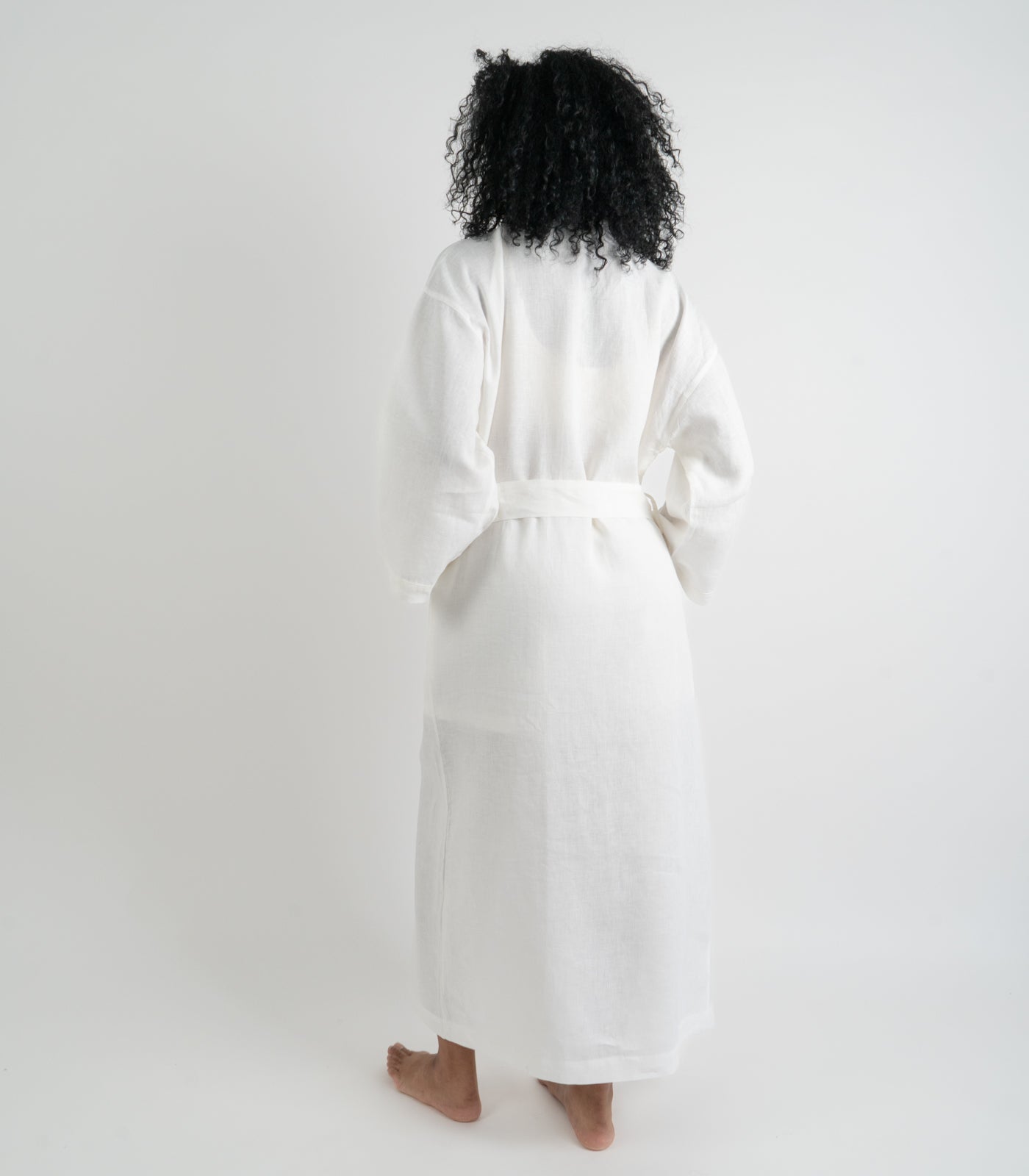 Organic Linen Robe - White