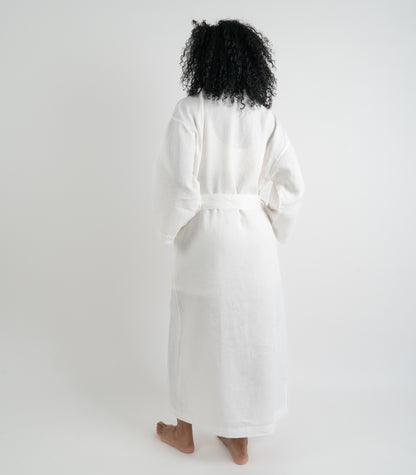 Organic Linen Robe - White