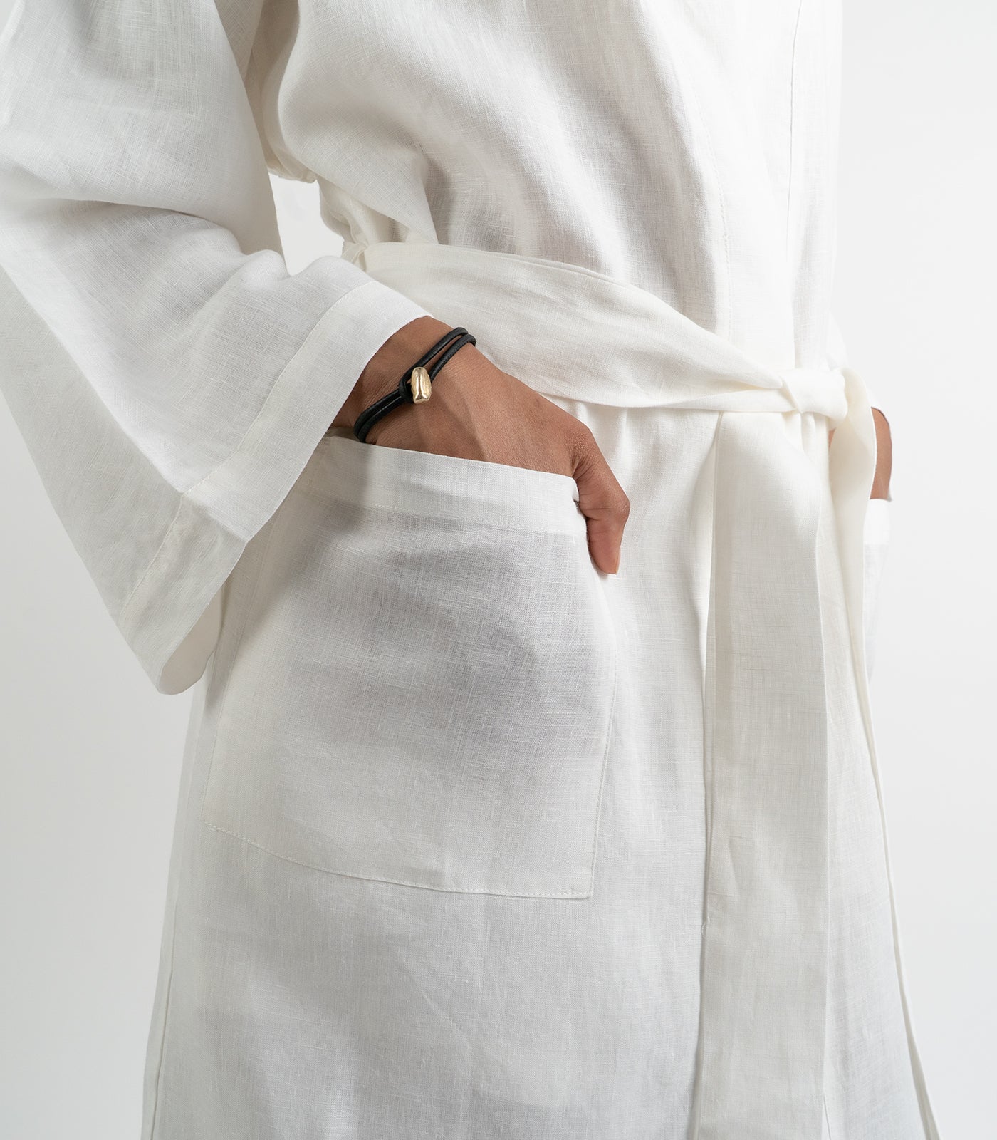 Organic Linen Robe - White