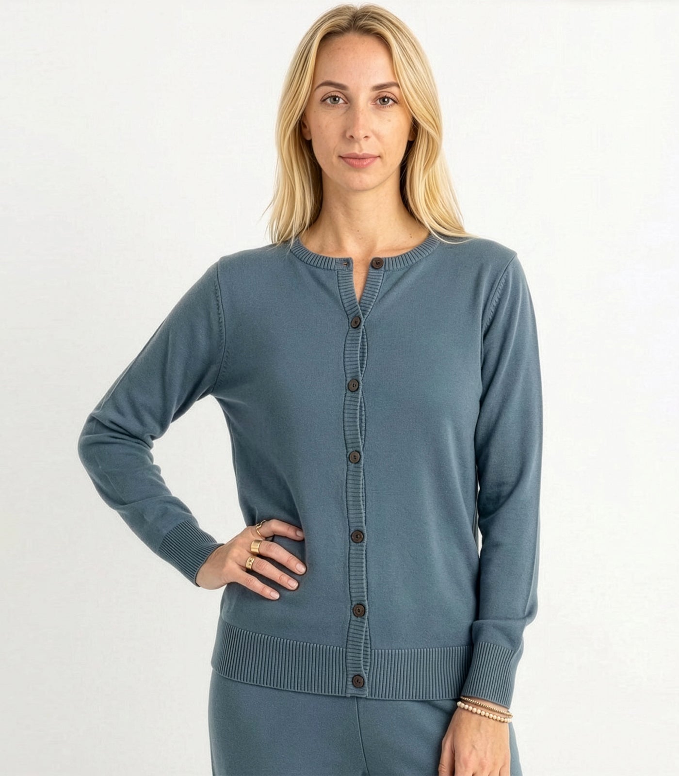 Bhumi Organic Cotton - Fine Knit Cardigan - Orion Blue