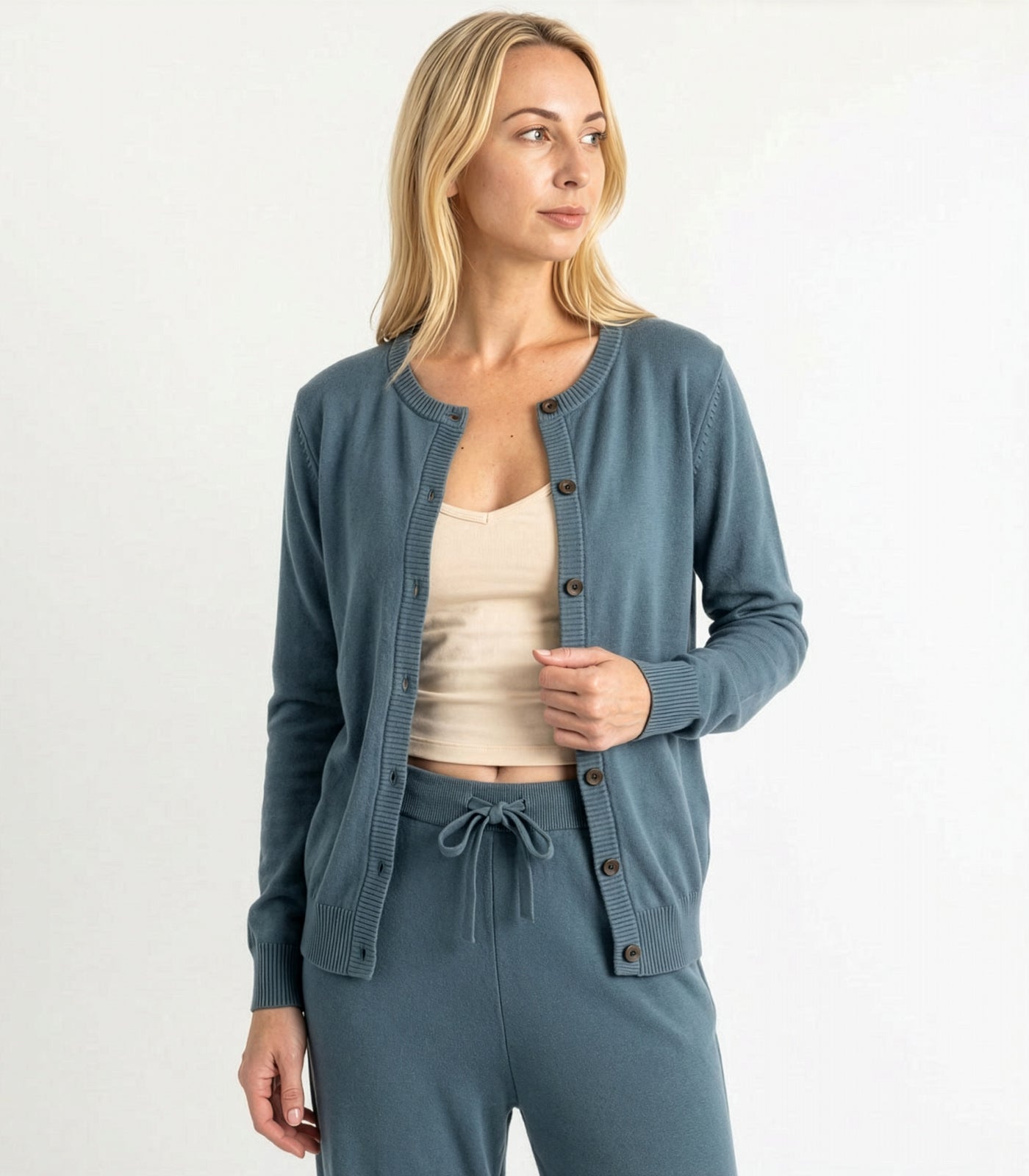 Bhumi Organic Cotton - Fine Knit Cardigan - Orion Blue