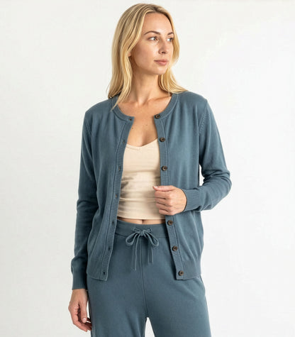 Bhumi Organic Cotton - Fine Knit Cardigan - Orion Blue