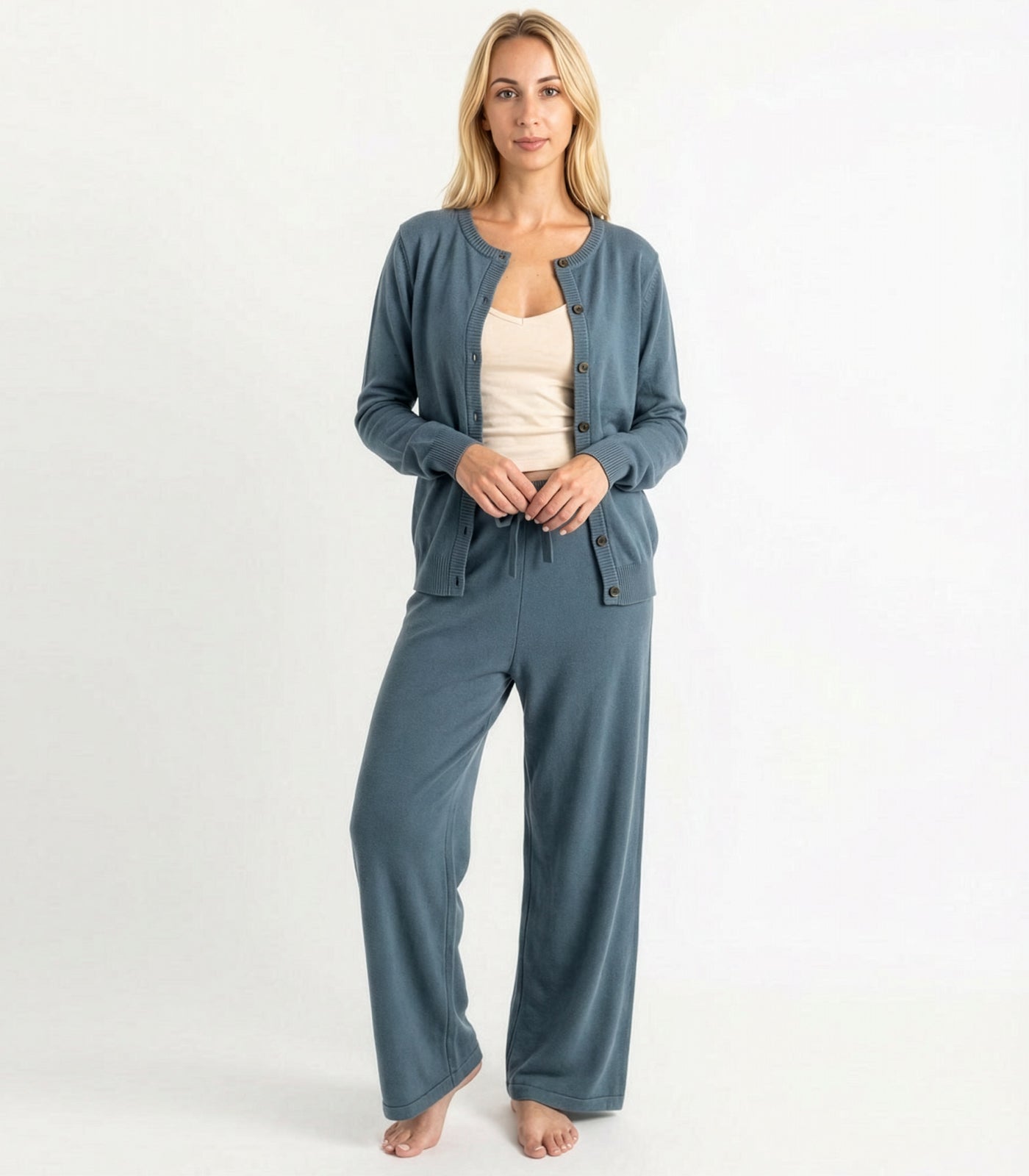 Bhumi Organic Cotton - Fine Knit Cardigan - Orion Blue