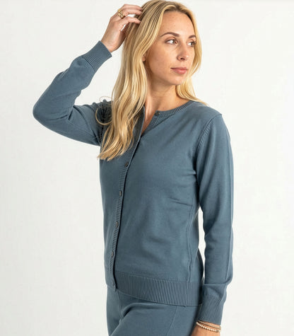 Bhumi Organic Cotton - Fine Knit Cardigan - Orion Blue