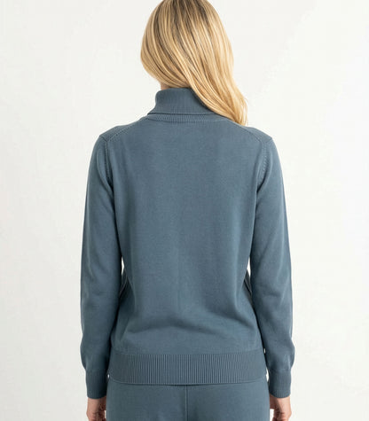 Bhumi Organic Cotton - Fine Knit Turtleneck Jumper - Orion Blue