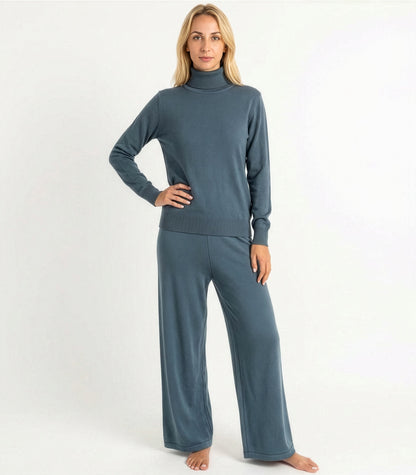 Bhumi Organic Cotton - Fine Knit Turtleneck Jumper - Orion Blue