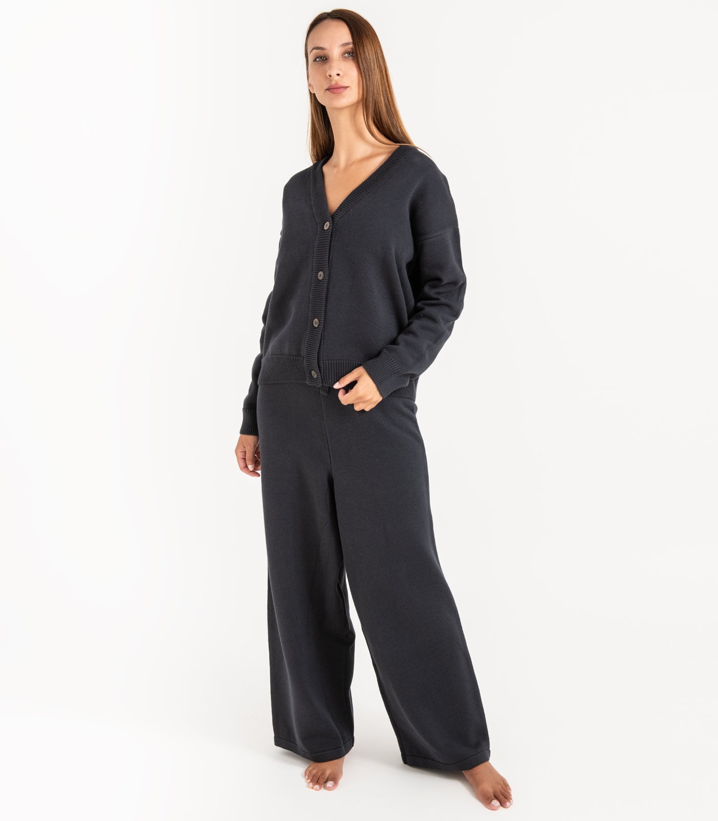 Bhumi Organic Cotton - Rib Knit Pant - Charcoal