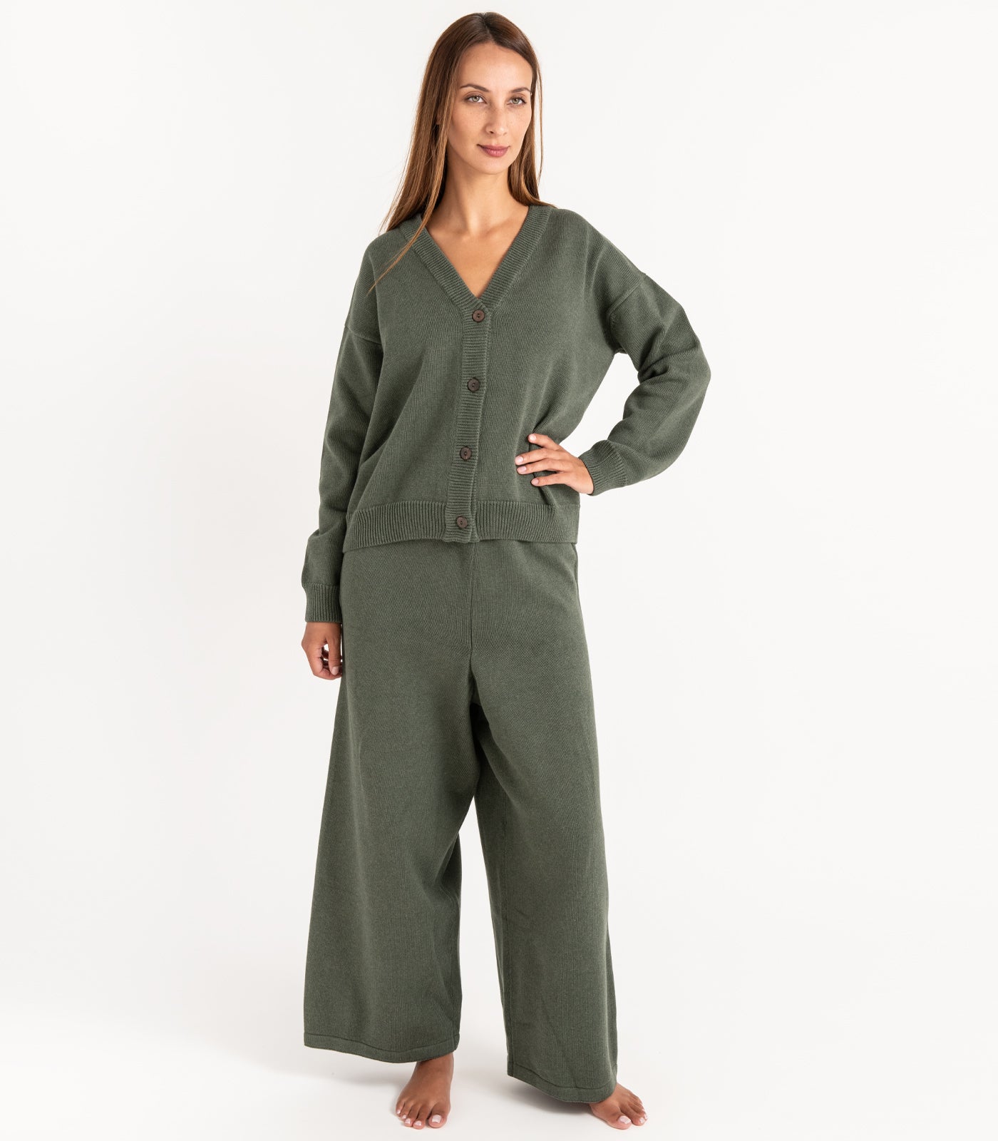Bhumi Organic Cotton - Rib Knit Pant - Olive
