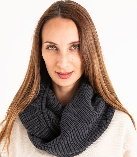 Organic Cotton Infinity Knit Scarf - Charcoal