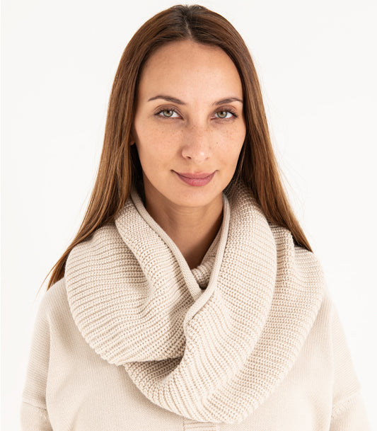 Organic Cotton Infinity Knit Scarf - Oatmeal