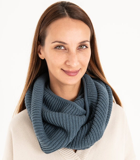 Organic Cotton Infinity Knit Scarf - Orion Blue