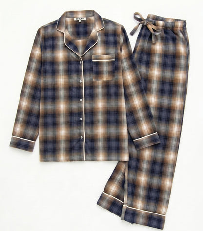 Organic Cotton Flannelette Long PJ Set - Blue Plaid