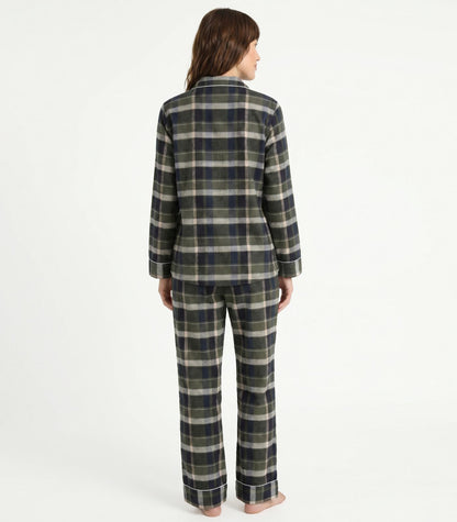Organic Cotton Flannelette Long PJ Set - Green Plaid