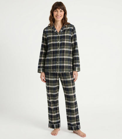 Organic Cotton Flannelette Long PJ Set - Green Plaid
