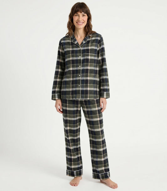 Organic Cotton Flannelette Long PJ Set - Green Plaid