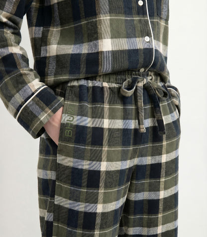 Organic Cotton Flannelette Long PJ Set - Green Plaid