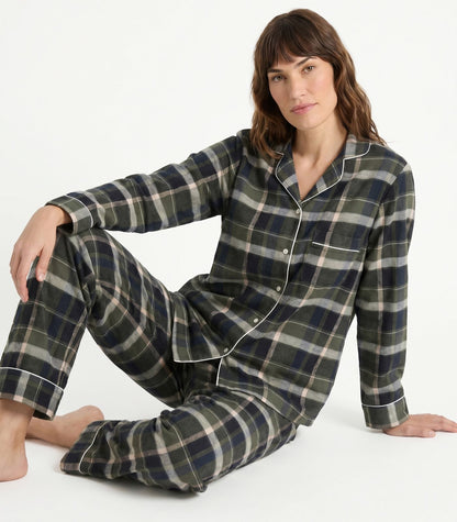 Organic Cotton Flannelette Long PJ Set - Green Plaid