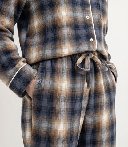 Organic Cotton Flannelette Long PJ Set - Blue Plaid