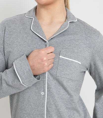 Bhumi Organic Cotton - Jersey Long PJ Set - Grey Melange