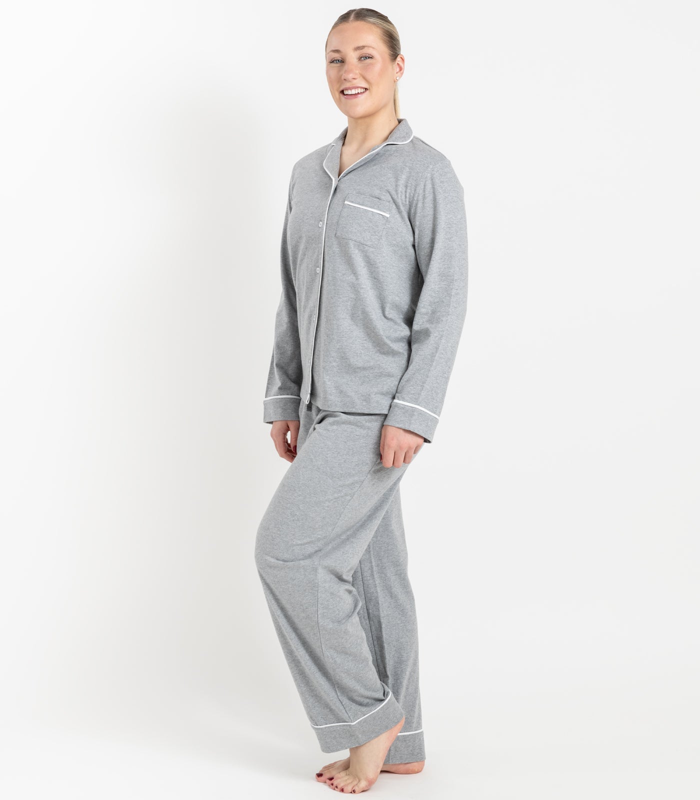 Bhumi Organic Cotton - Jersey Long PJ Set - Grey Melange