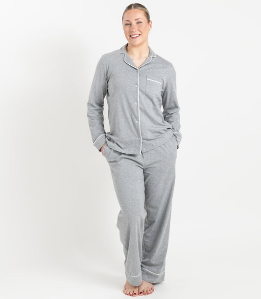 Bhumi Organic Cotton - Jersey Long PJ Set - Grey Melange