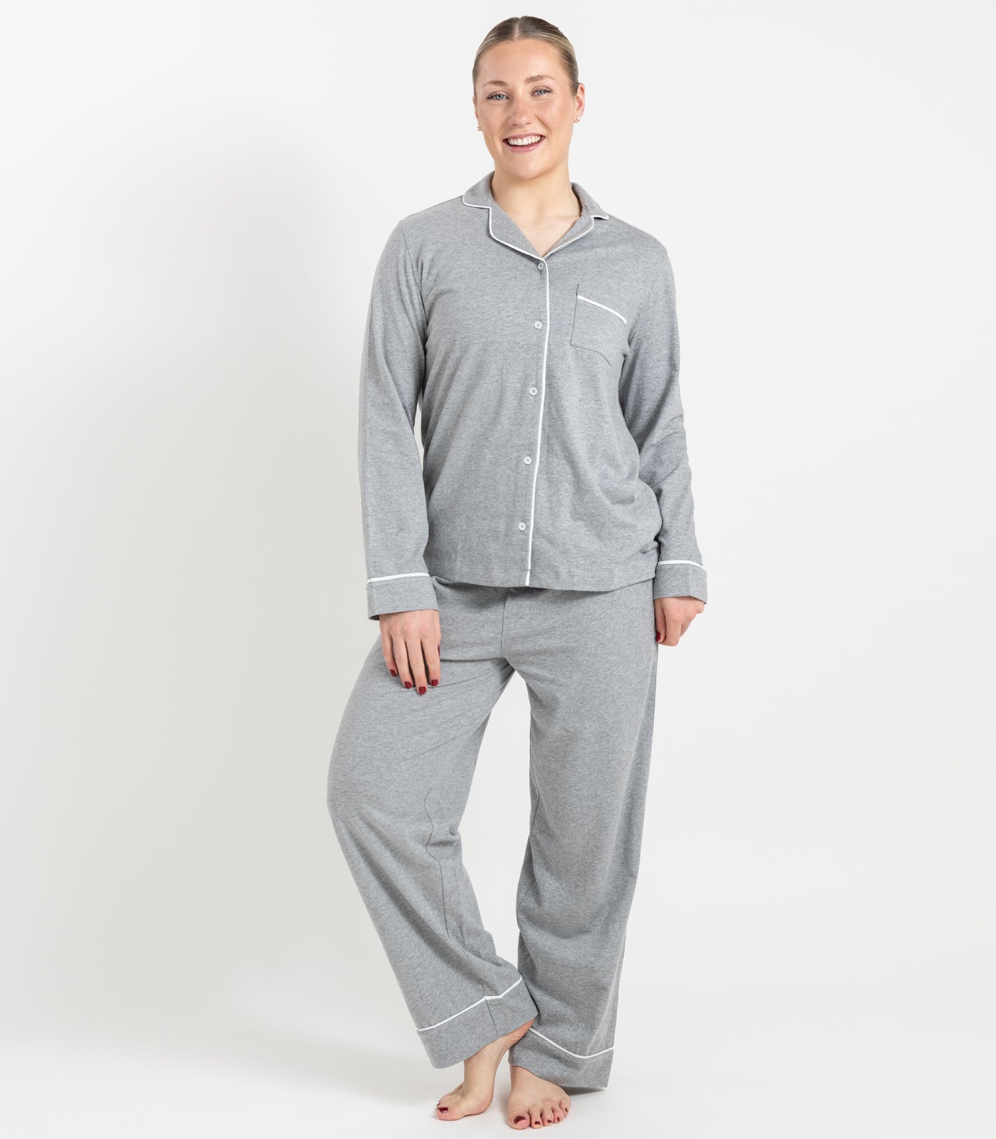 Bhumi Organic Cotton - Jersey Long PJ Set - Grey Melange