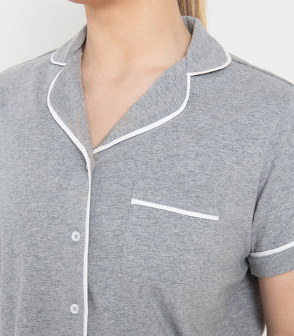 Bhumi Organic Cotton - Jersey Short PJ Set - Grey Melange