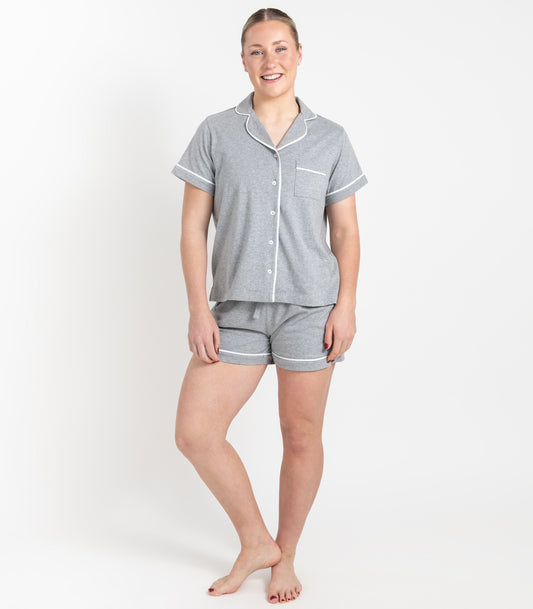 Bhumi Organic Cotton - Jersey Short PJ Set - Grey Melange