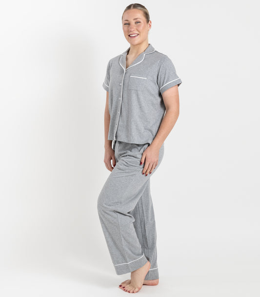 Bhumi Organic Cotton - Jersey Short Sleeve PJ Set - Grey Melange