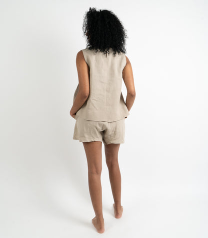 Organic Linen Boxy Lounge Shorts - Raw