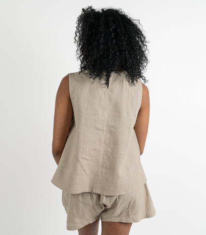 Organic Linen Sleeveless Lounge Shirt - Raw