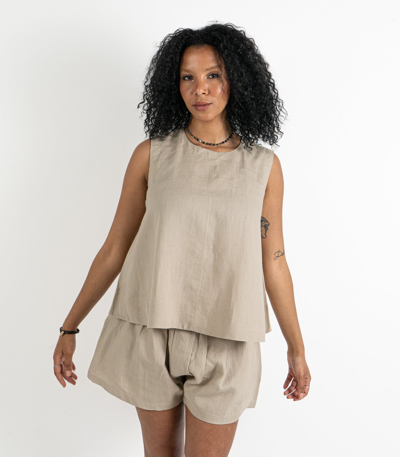 Organic Linen Sleeveless Lounge Shirt - Raw