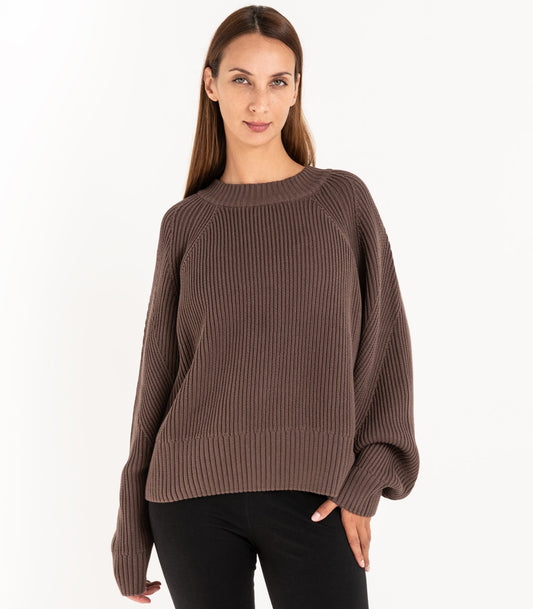 Bhumi Organic Cotton - Rib Knit Jumper - Chocolate