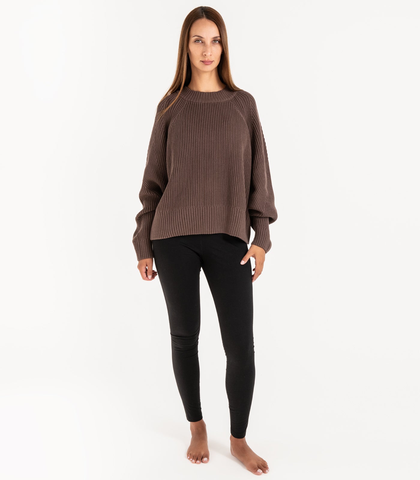Bhumi Organic Cotton - Rib Knit Jumper - Chocolate